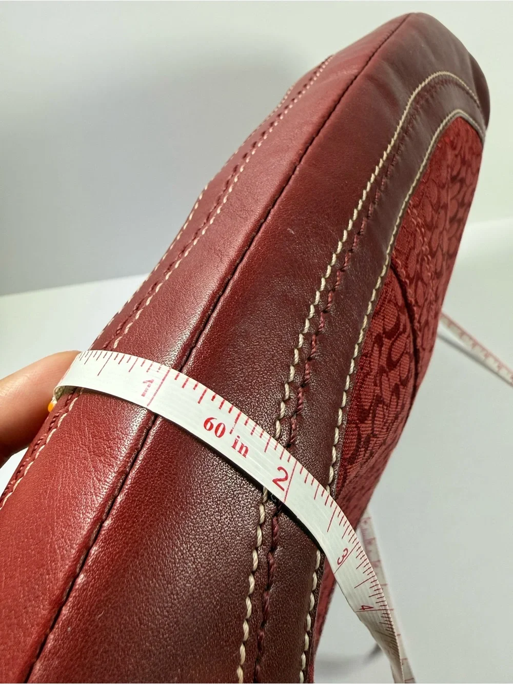 Y2K Coach Red Signature Canvas Shoulder Bag with Buckle Accent